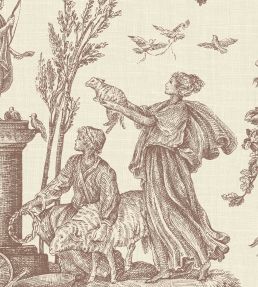 Toile Baptiste Wallpaper by Lewis & Wood Marron