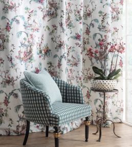 Toile Chinoise Fabric by Nina Campbell Peach
