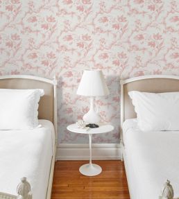 Toile De Fleurs Wallpaper by Schumacher Pink