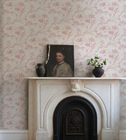 Toile De Fleurs Wallpaper by Schumacher Pink