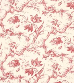 Toile De Fleurs Wallpaper by Schumacher Rouge
