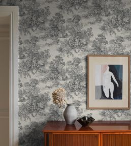 Toile de Jouy Wallpaper by Borastapeter Black