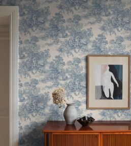 Toile de Jouy Wallpaper by Borastapeter Blue