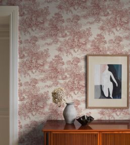 Toile de Jouy Wallpaper by Borastapeter Burgundy