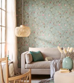 Tokyo Blossem Wallpaper by Eijffinger Jade Green