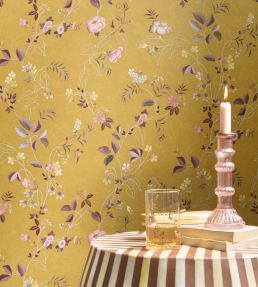 Tokyo Blossem Wallpaper by Eijffinger Mustard Yellow