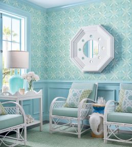 Tortuga Batik Wallpaper by Thibaut Navy