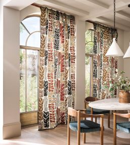 Totem Fabric by Osborne & Little Charcoal/Terracotta