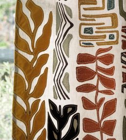 Totem Fabric by Osborne & Little Charcoal/Terracotta