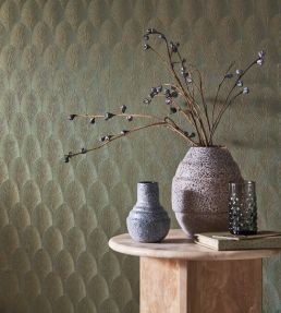 Tourmaline Wallpaper by Casamance Vert De Gris / Dore