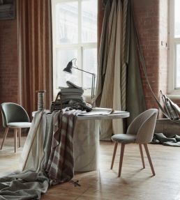Tourmaline Stripe Fabric by Ian Mankin Garnet / Powder