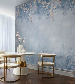 Trailing Magnolia Mural by 1838 Wallcoverings Chambray