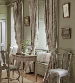 Trailing Tree Silk Fabric by James Hare Grey
