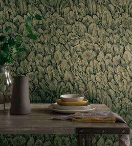 Tranquil Foil Wallpaper by 1838 Wallcoverings Jet