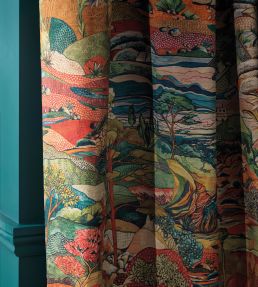Trebah Velvet Fabric by Osborne & Little Red