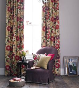 Tree Poppy Fabric by Sanderson Red/Plum