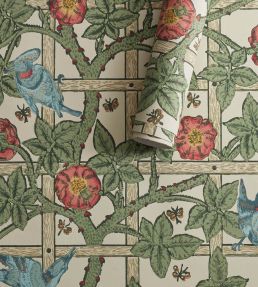 Trellis Wallpaper by Morris & Co Sage/Rose