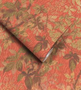 Tropic Wallpaper by Woodchip & Magnolia Coral Red