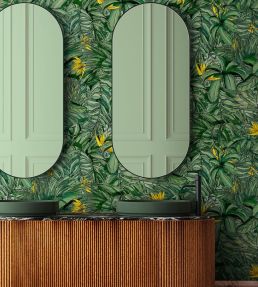 Tropical Forest Wallpaper by Brand McKenzie Dark Green / Yellow