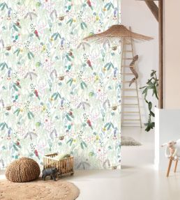 Tropical Forest Wallpaper by Casadeco Multico Fond Blanc