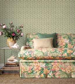 Trumpet Flowers Cotton Fabric by GP & J Baker Red/Green