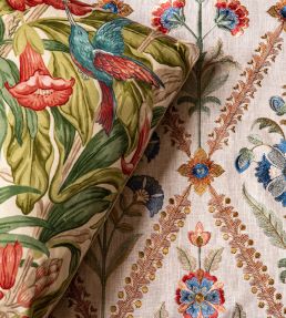 Trumpet Flowers Cotton Fabric by GP & J Baker Red/Green