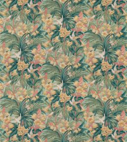 Trumpet Flowers Fabric by GP & J Baker Teal
