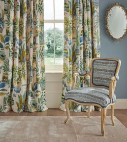 Tudeley Fabric by Nina Campbell Blue/Green/Ochre