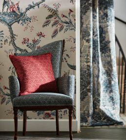 Tudor Damask Fabric by Zoffany Crimson