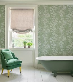Tudor Poppy Wallpaper by Liberty Lapis