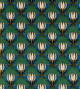 Tulip & Bird Fabric by Morris & Co Goblin Green & Raven