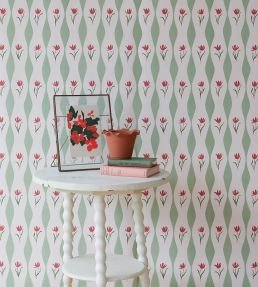 Tulip Wave Wallpaper by Sophie Harpley Pistachio