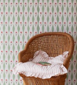 Tulip Wave Wallpaper by Sophie Harpley Pistachio