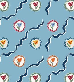 Tulips of Belgravia Wallpaper by Ottoline Blue