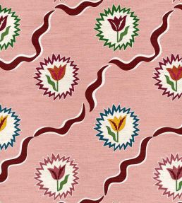 Tulips of Belgravia Linen Fabric by Ottoline Burgundy