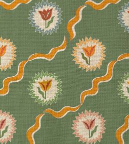 Tulips of Belgravia Linen Fabric by Ottoline Green
