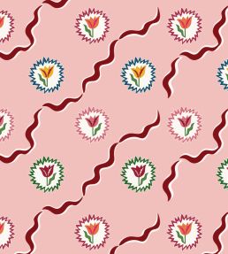 Tulips of Belgravia Wallpaper by Ottoline Pink & Burgundy