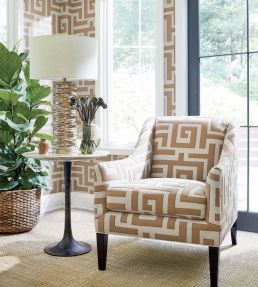 Tulum Applique Fabric by Thibaut Black on Natural