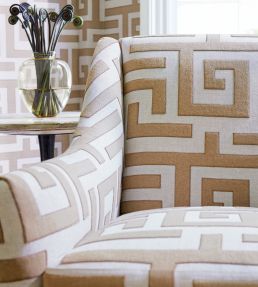 Tulum Applique Fabric by Thibaut Black on Natural