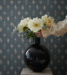 Turtledove Barn Wallpaper by Sandberg Indigo Blue