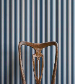 Tuscan Stripes Wallpaper by Ottoline Navy Blue and Oatmeal