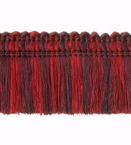 Two Colour Moss Fringe 50mm Trimming by Houles Deep Red