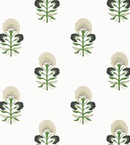 Tybee Bud Wallpaper by Thibaut Black and Green