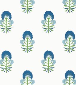 Tybee Bud Wallpaper by Thibaut Green and Blue