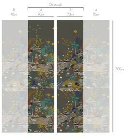 Underwater Jungle Wallpaper by Josephine Munsey Graphite and Jewel Highlights