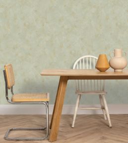 Uni Metallise Vinyl Wallpaper by Caselio Vert D Eau Dore