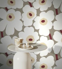 Unikko Wallpaper by Marimekko Grey