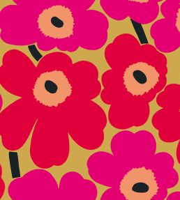 Unikko Metallic Wallpaper by Marimekko Pink/Red