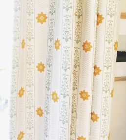Valencia Fabric by Kate Medlicott Duck Egg & Ochre