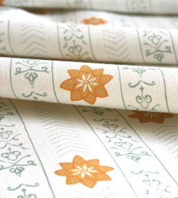Valencia Fabric by Kate Medlicott Duck Egg & Ochre